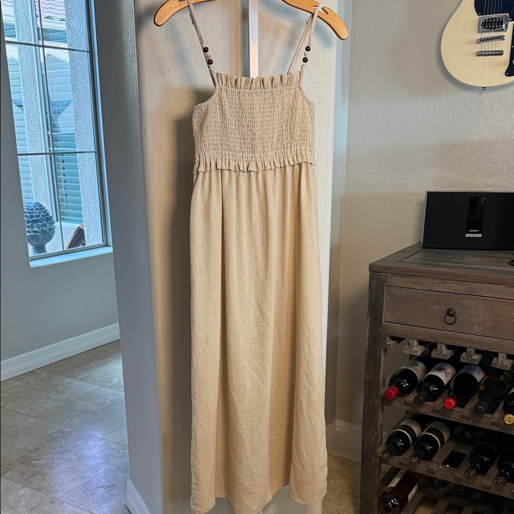 Zara Women’s linen beige Boho Dress